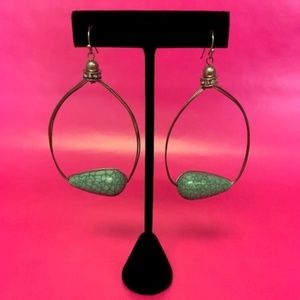 JESSICA SIMPSON TURQUOISE WIRE HOOP EARRINGS